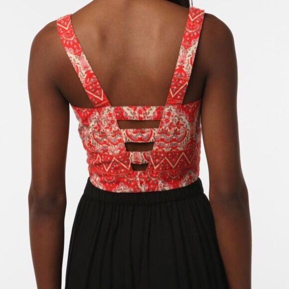 NWT Free People M 8 Bustier Corset Crop Cut Out Top Tank Boho Indie Sexy Batik - Picture 2 of 14